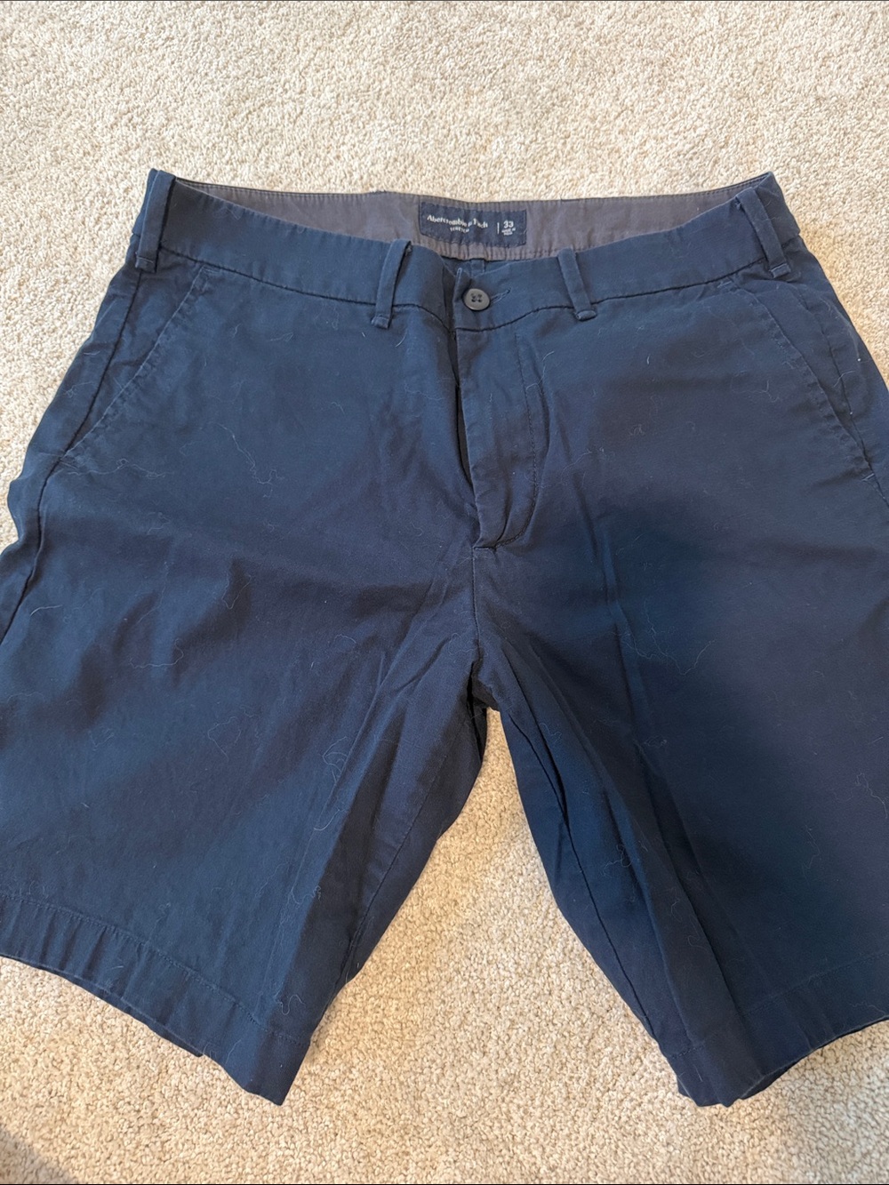 Men's Navy Cotton Blend Shorts